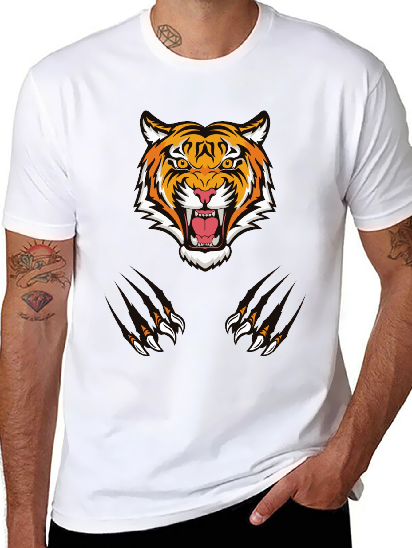 Tiger Graphic Tee - Black Cotton Comfort