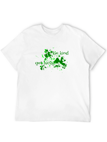 Be Kind Get Lucky Green Graphic Black T-Shirt