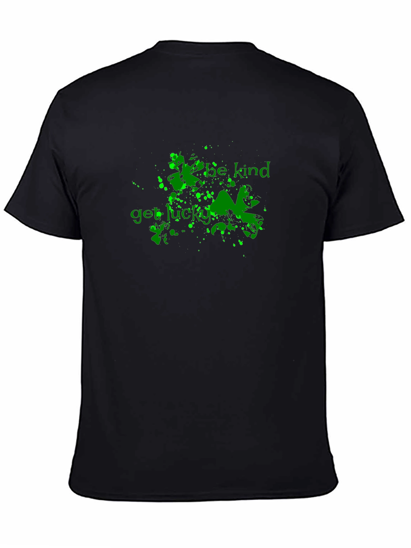 Be Kind Get Lucky Green Graphic Black T-Shirt