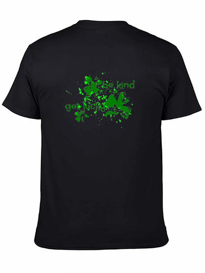 Be Kind Get Lucky Green Graphic Black T-Shirt
