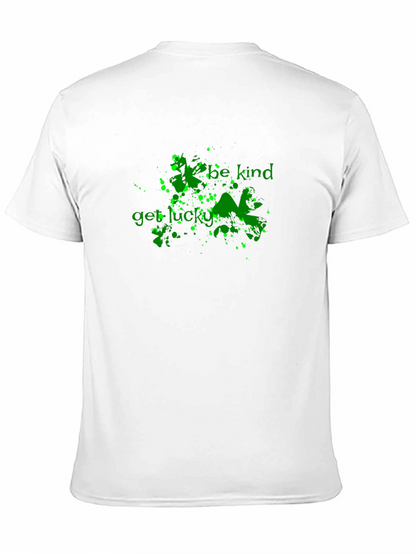 Be Kind Get Lucky Green Graphic Black T-Shirt