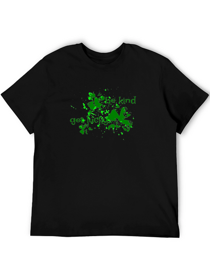 Be Kind Get Lucky Green Graphic Black T-Shirt
