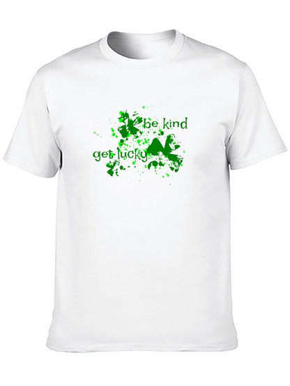 Be Kind Get Lucky Green Graphic Black T-Shirt