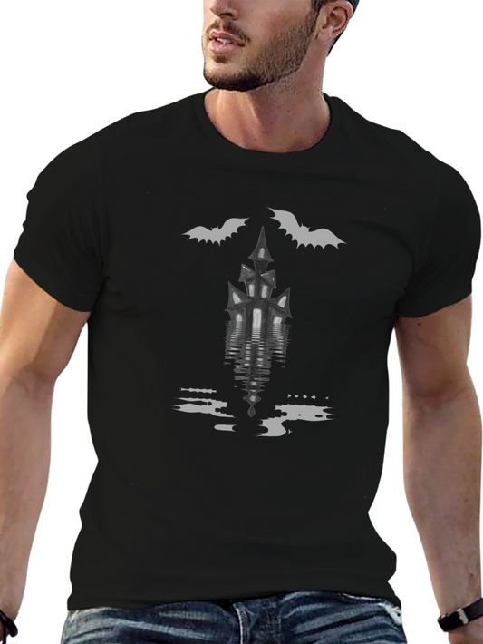 Spooky Haunted House Bats Halloween T-Shirt