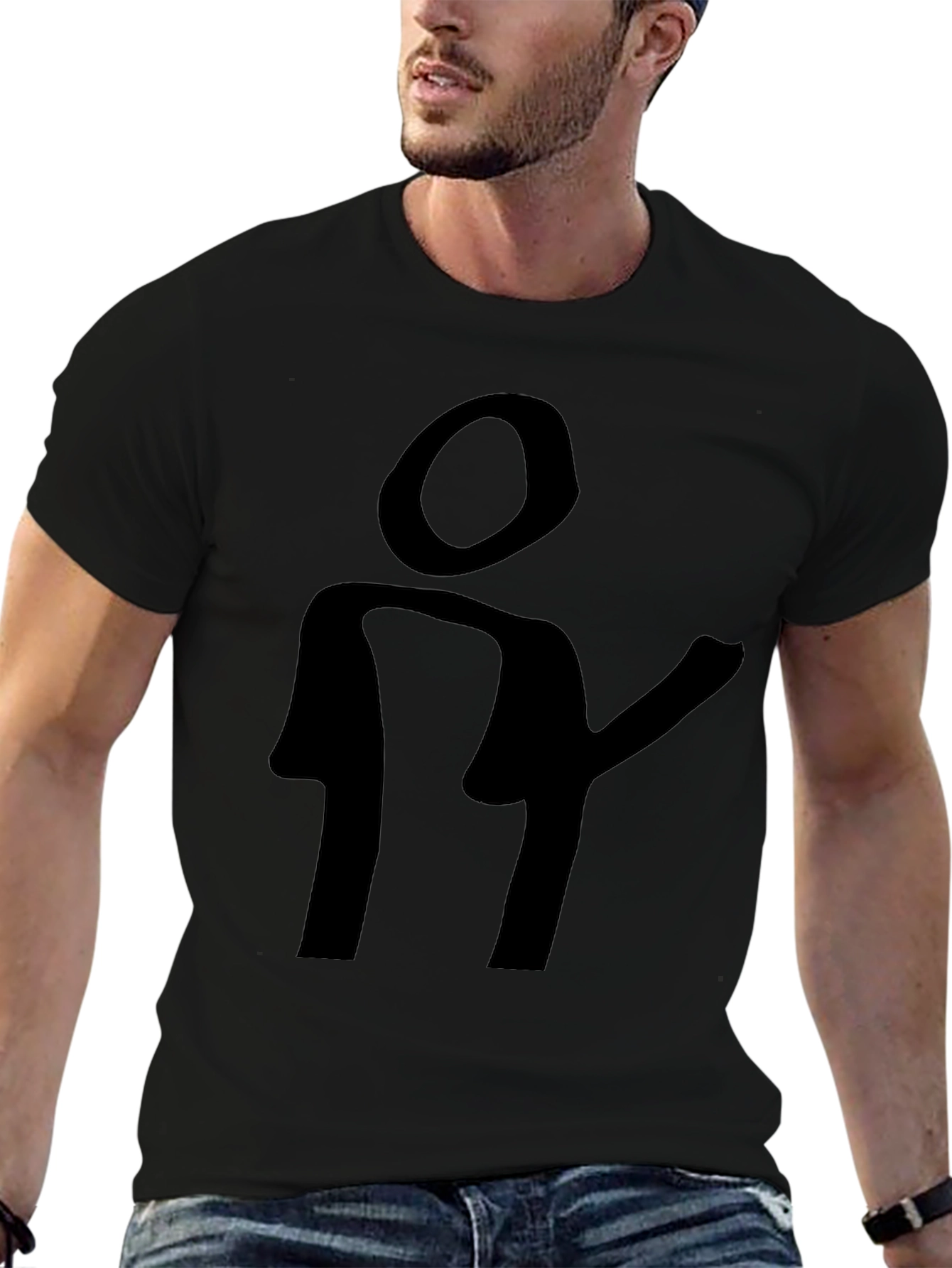 Abstract Silhouette Graphic Black T-Shirt