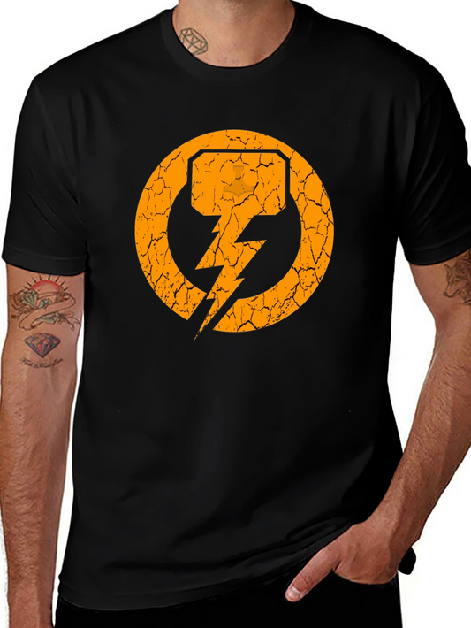 Vintage Hammer Lightning Bolt Graphic Tee - Black