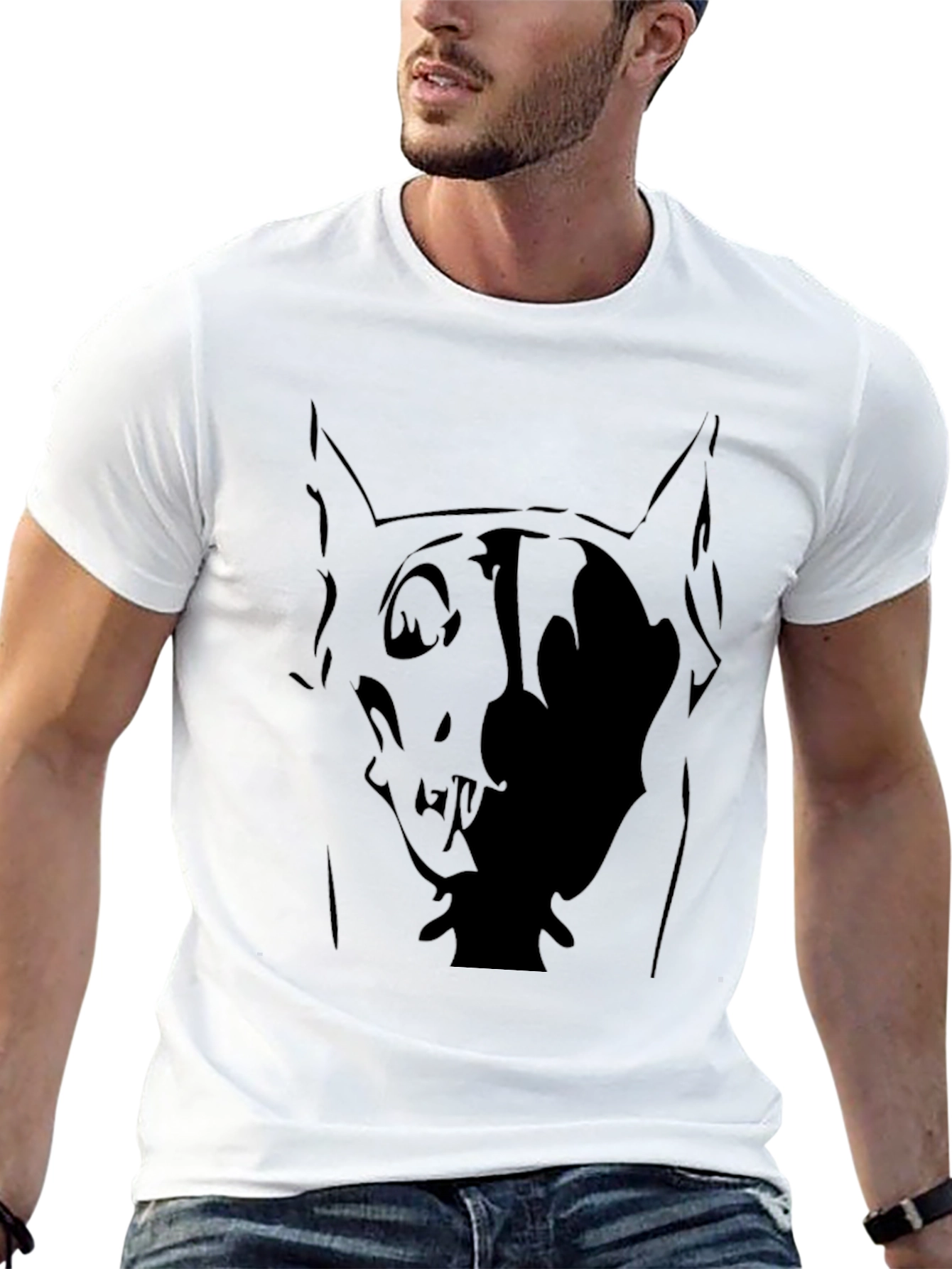 Abstract Dog Graphic Black T-Shirt