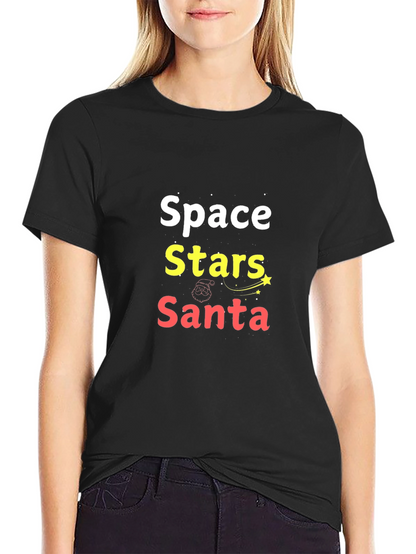 Space Stars Santa Graphic Tee - Holiday Fun