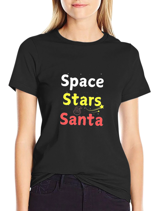 Space Stars Santa Graphic Tee - Holiday Fun