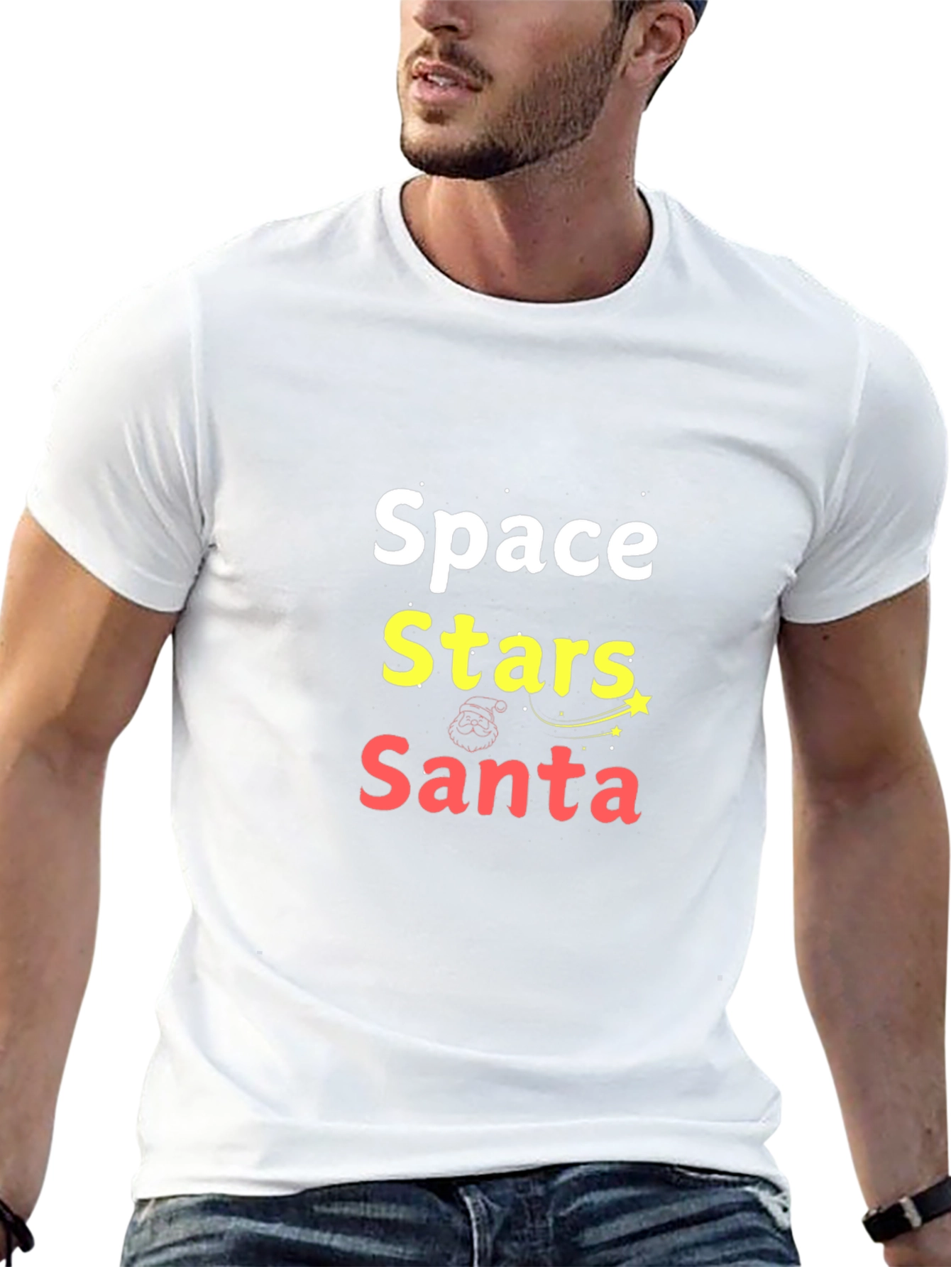 Space Stars Santa Graphic Tee - Holiday Fun