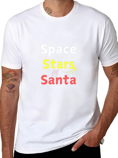 Space Stars Santa Graphic Tee - Holiday Fun