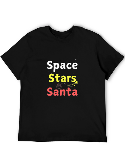 Space Stars Santa Graphic Tee - Holiday Fun