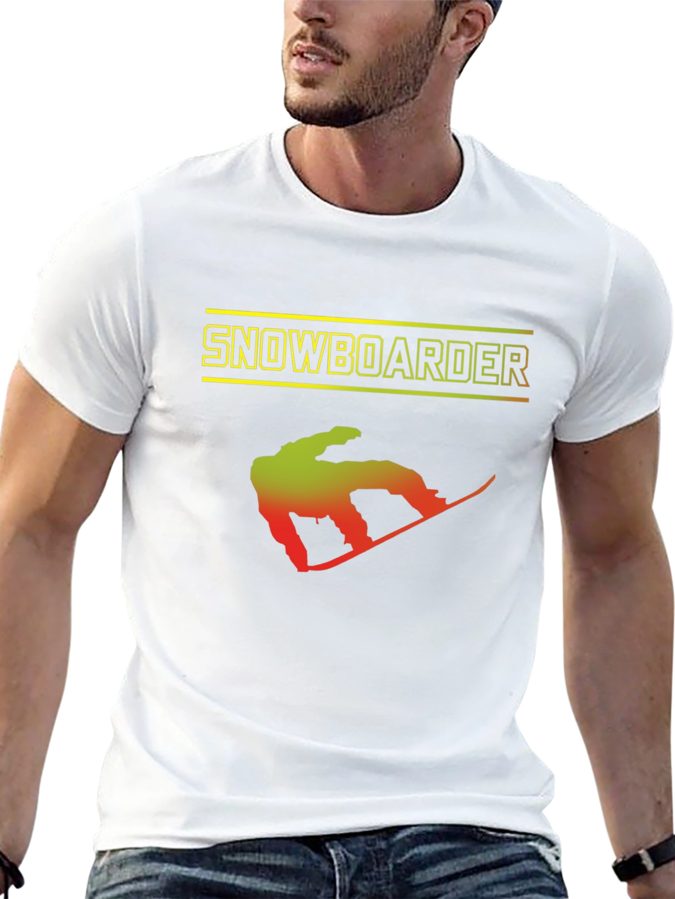 Snowboarder Graphic Print Black T-Shirt