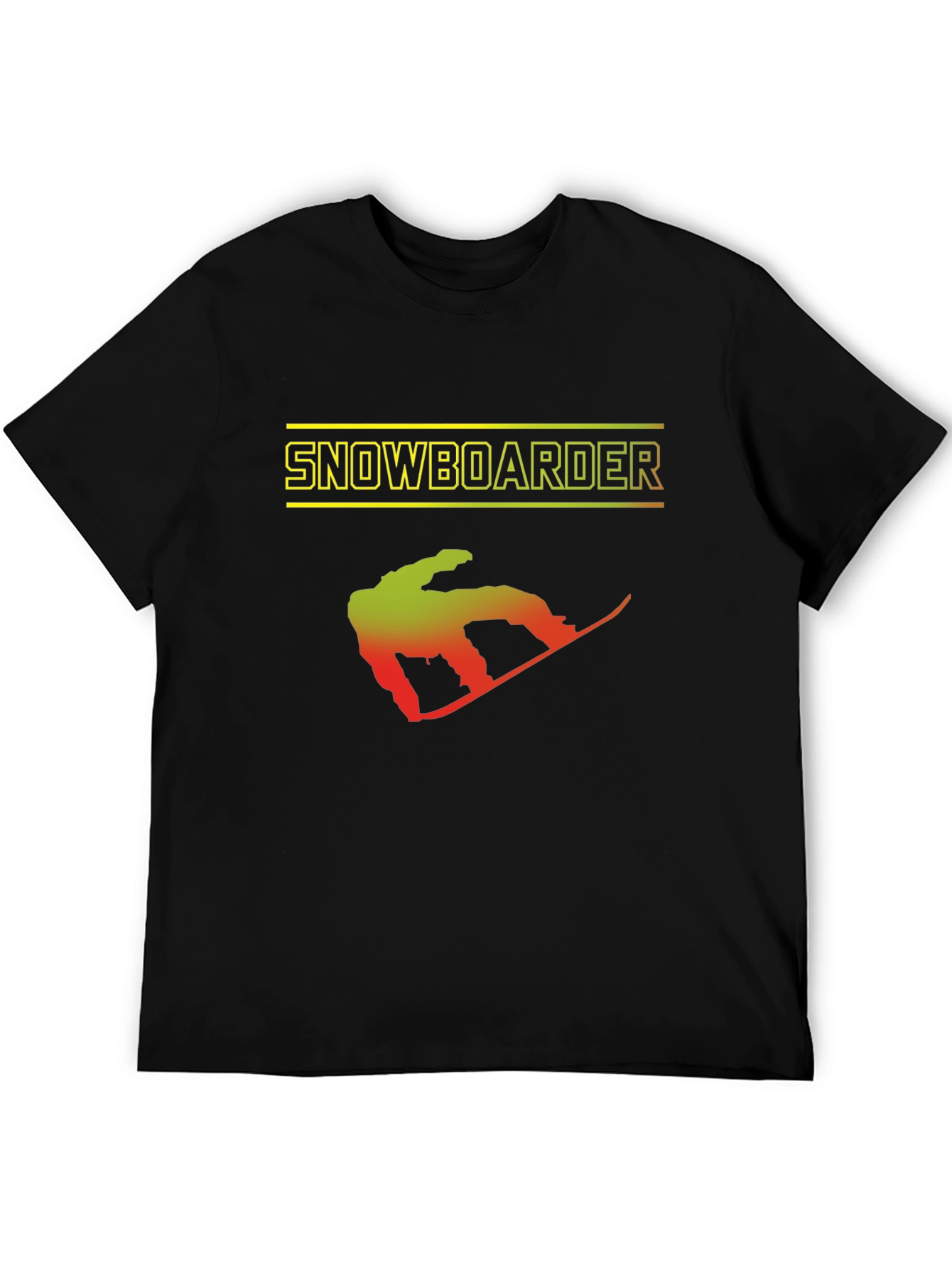 Snowboarder Graphic Print Black T-Shirt