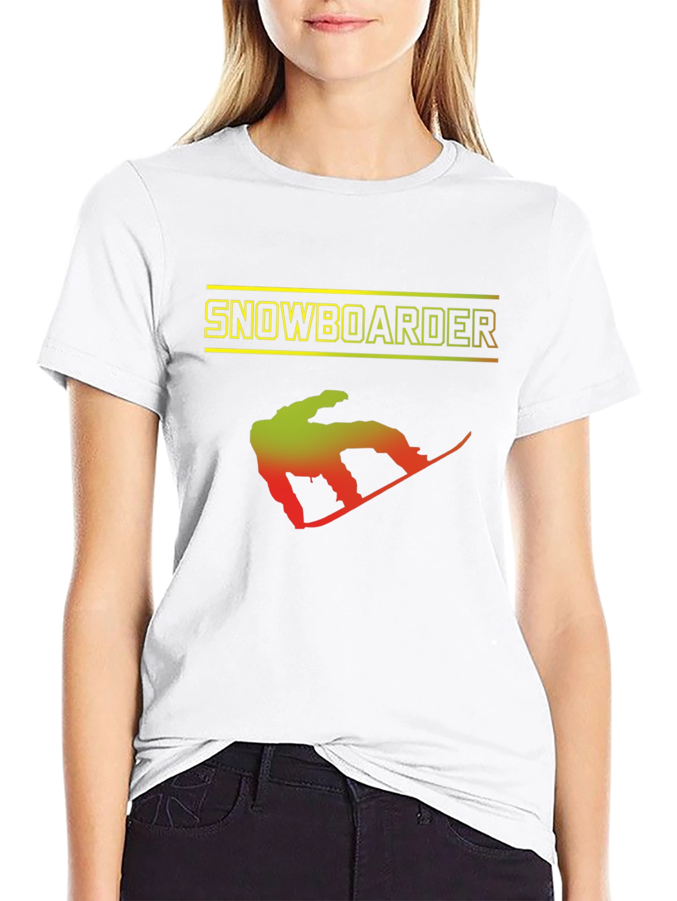 Snowboarder Graphic Print Black T-Shirt