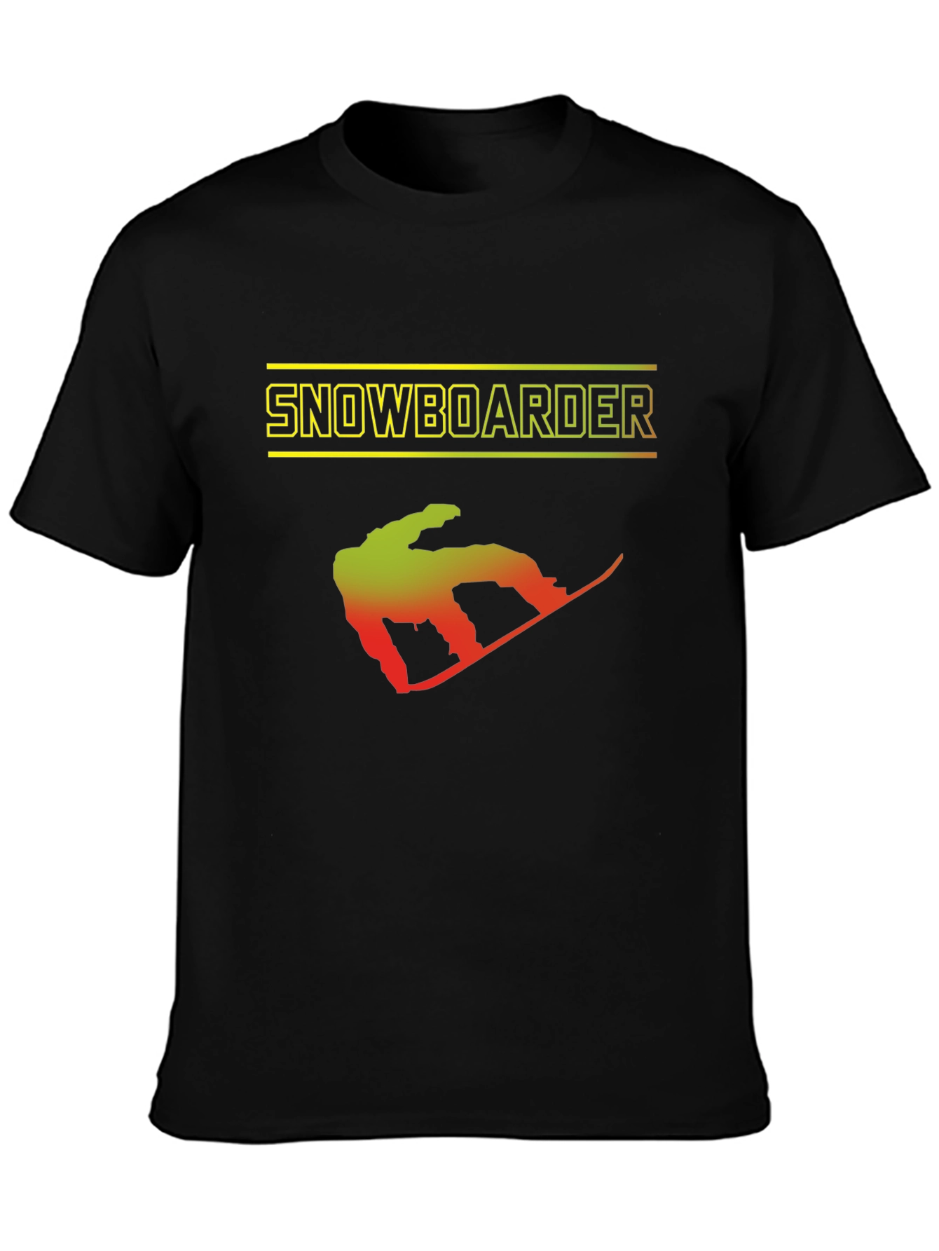 Snowboarder Graphic Print Black T-Shirt