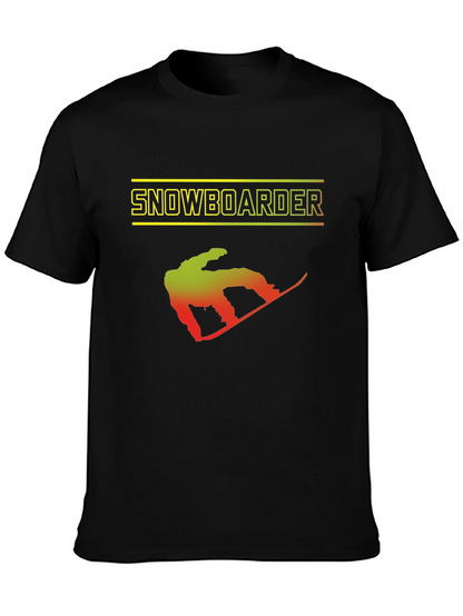 Snowboarder Graphic Print Black T-Shirt