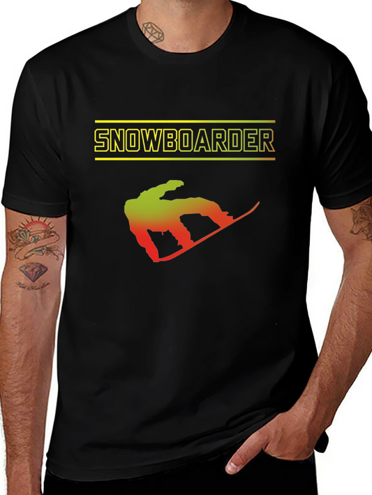 Snowboarder Graphic Print Black T-Shirt