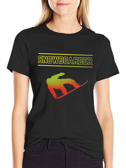 Snowboarder Graphic Print Black T-Shirt