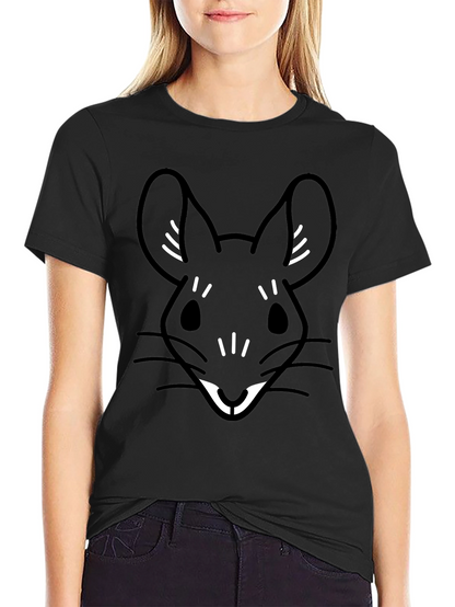 Black T-Shirt with Cute Cartoon Mouse Graphic