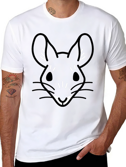 Black T-Shirt with Cute Cartoon Mouse Graphic