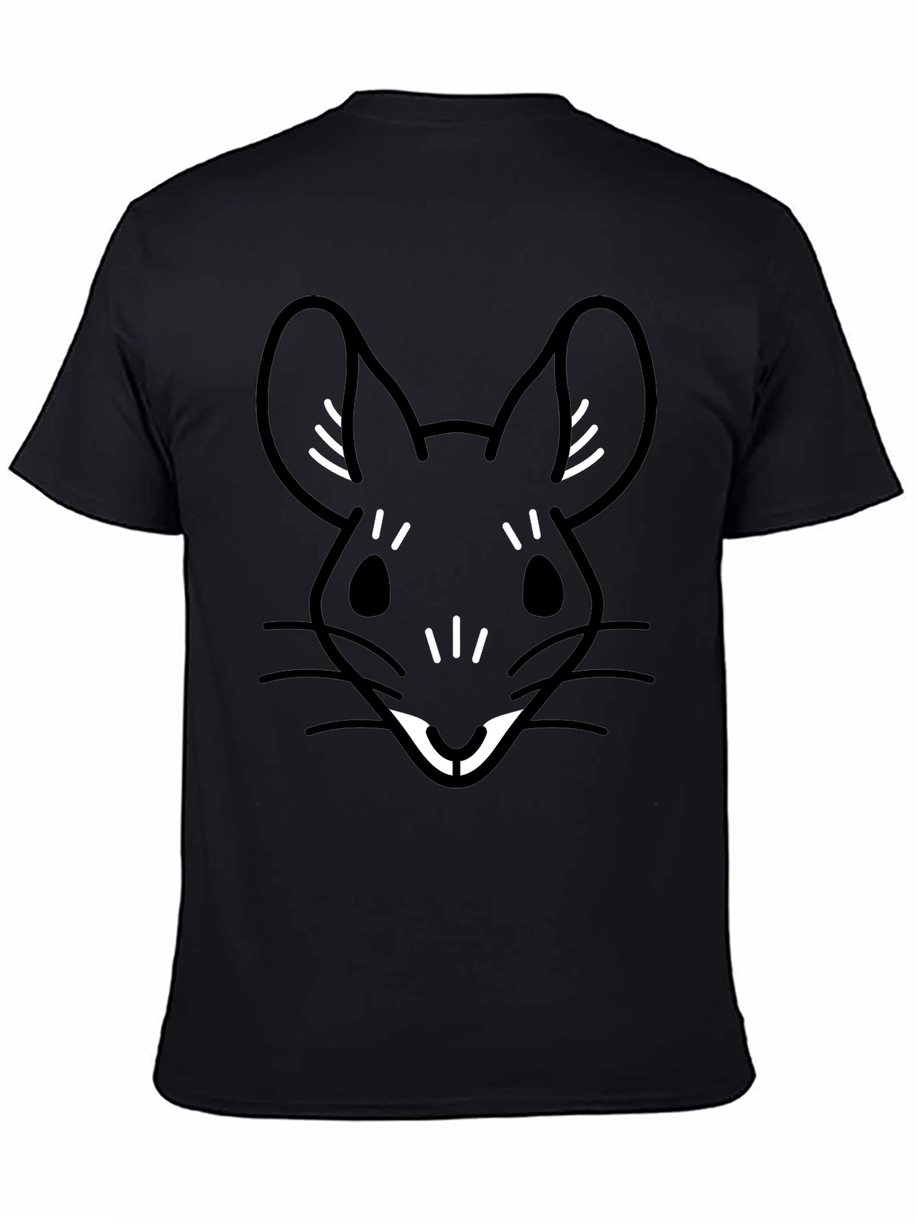 Black T-Shirt with Cute Cartoon Mouse Graphic