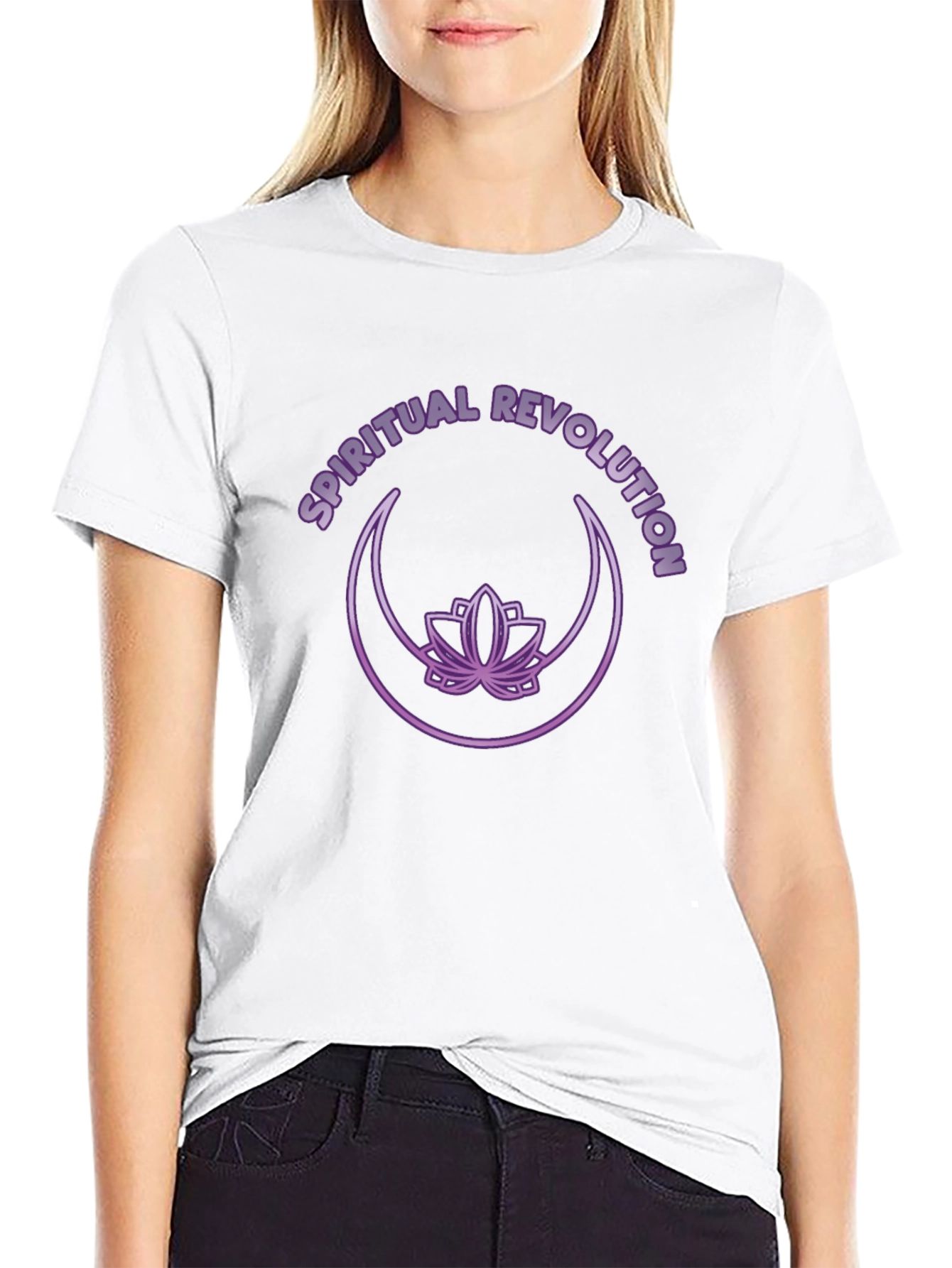 Spiritual Revolution T-Shirt - Lotus & Moon Design