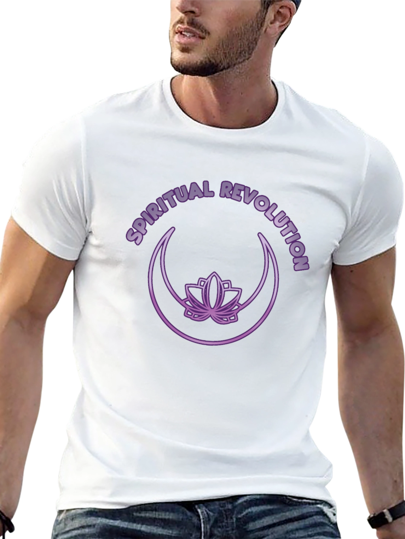 Spiritual Revolution T-Shirt - Lotus & Moon Design