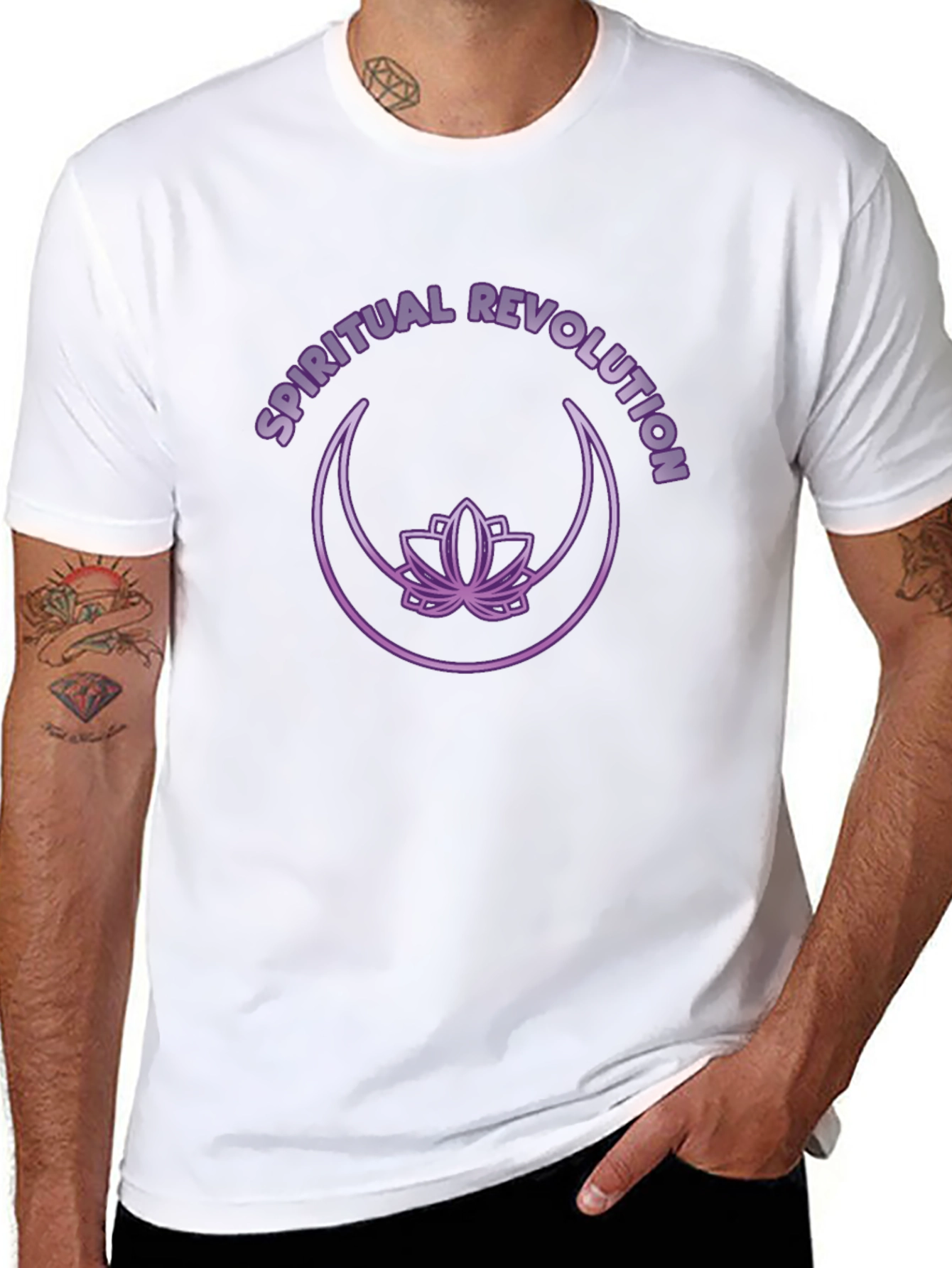 Spiritual Revolution T-Shirt - Lotus & Moon Design