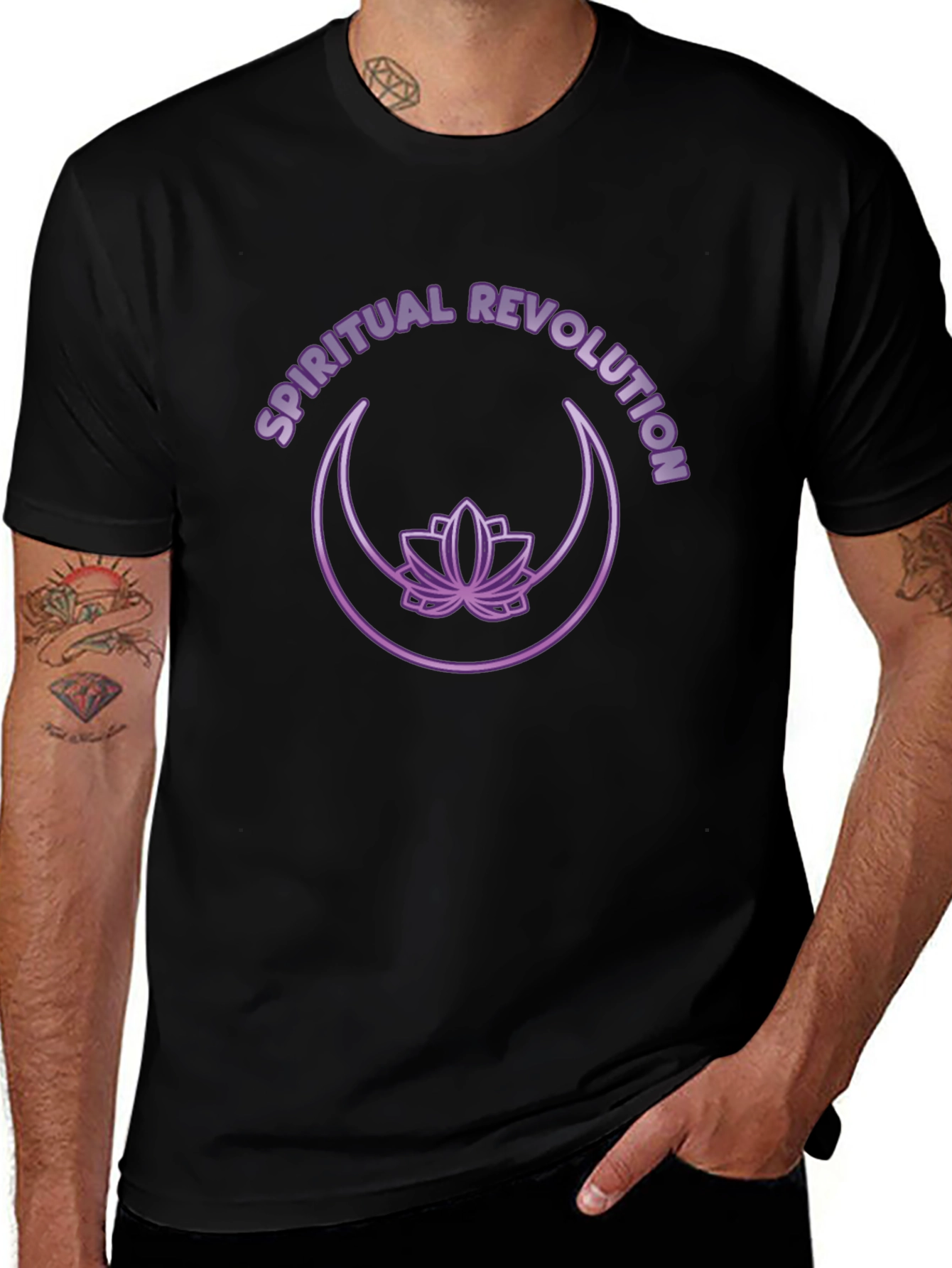 Spiritual Revolution T-Shirt - Lotus & Moon Design