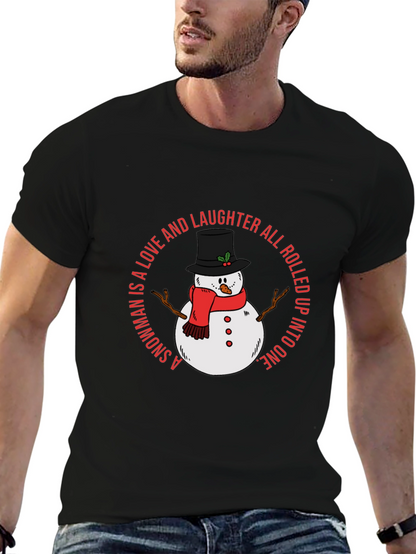 Snowman Love and Laughter Black T-Shirt