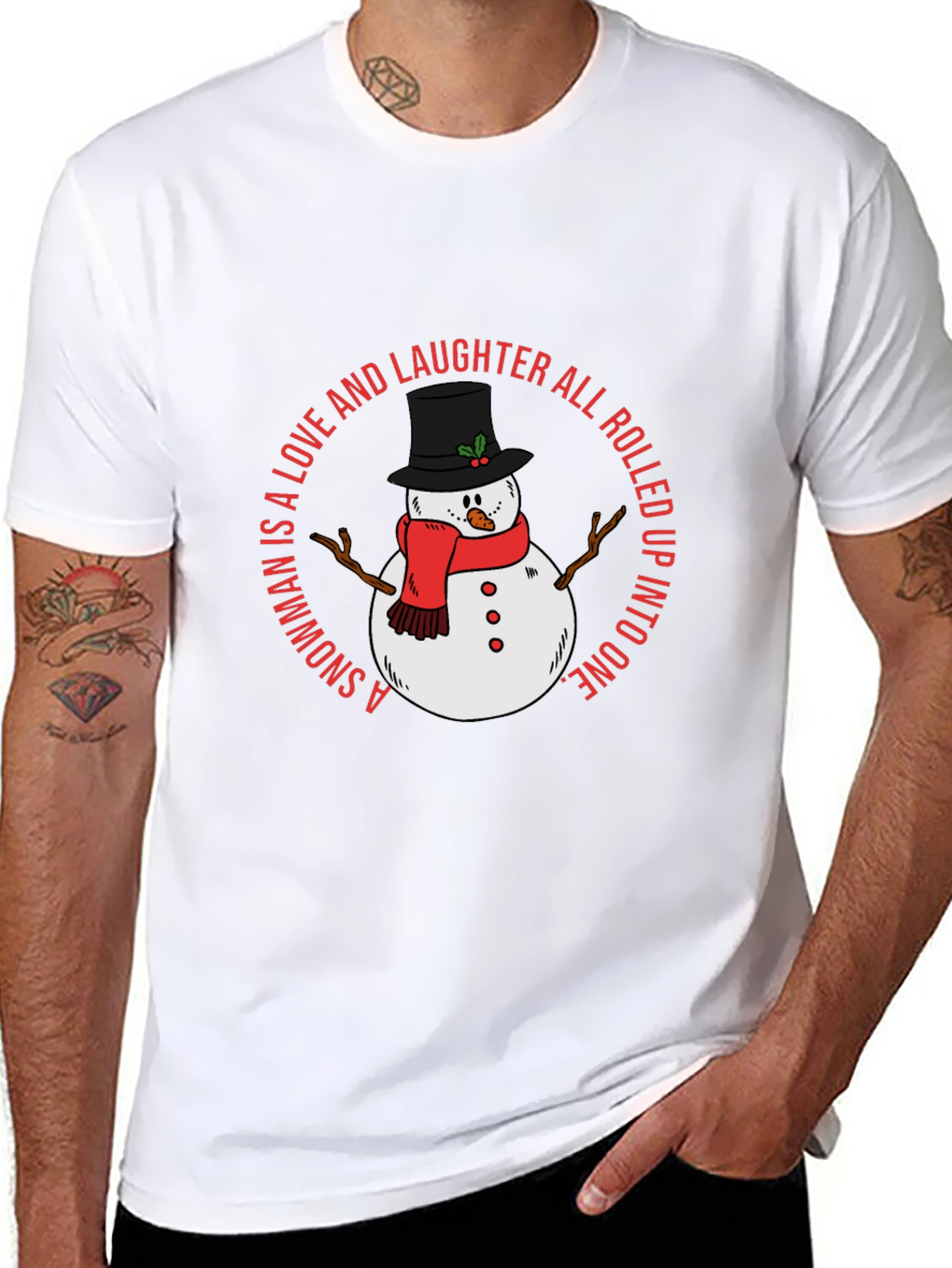 Snowman Love and Laughter Black T-Shirt