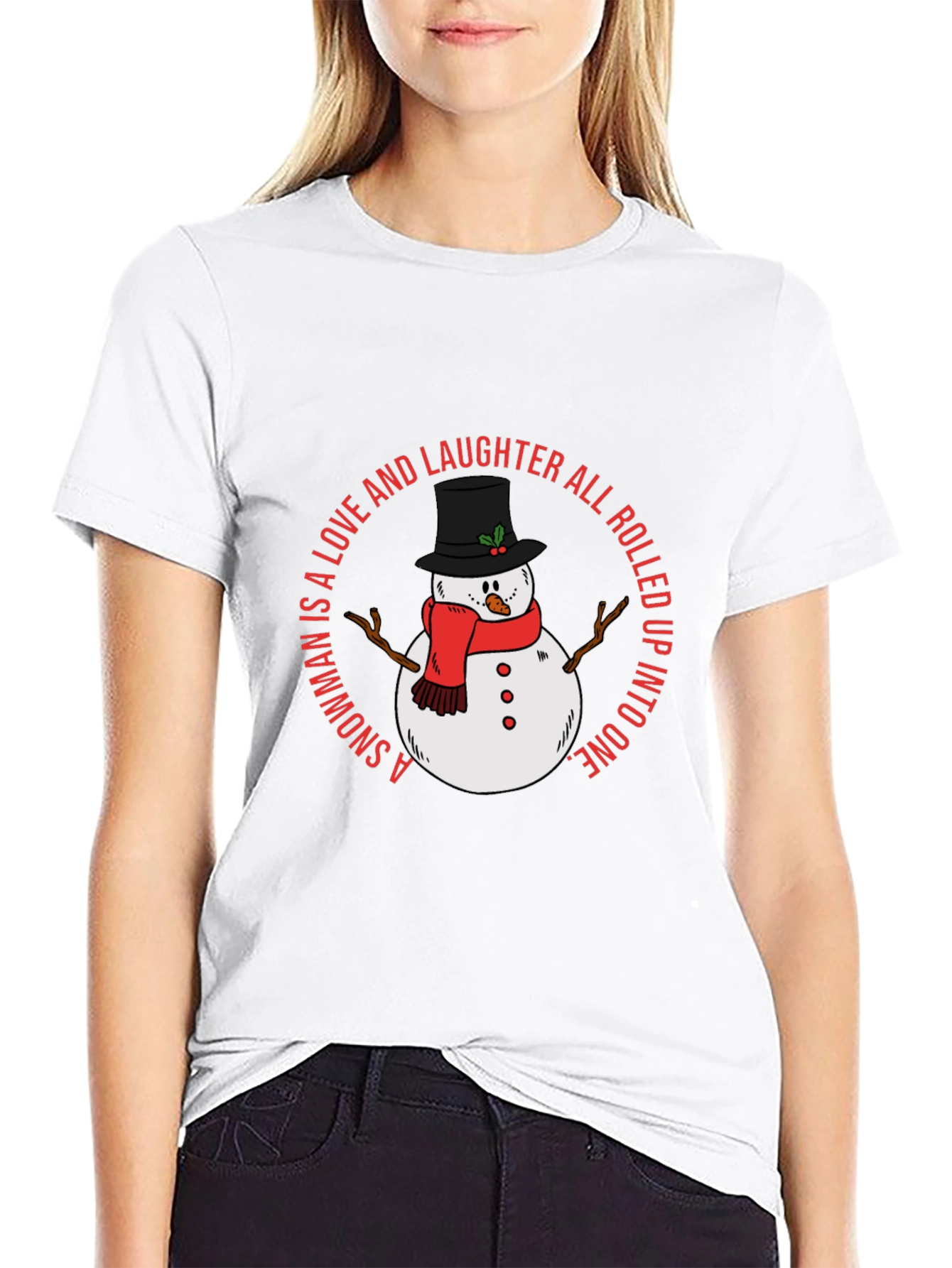 Snowman Love and Laughter Black T-Shirt