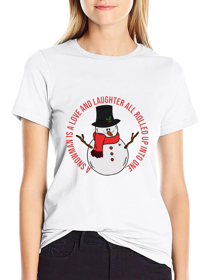 Snowman Love and Laughter Black T-Shirt