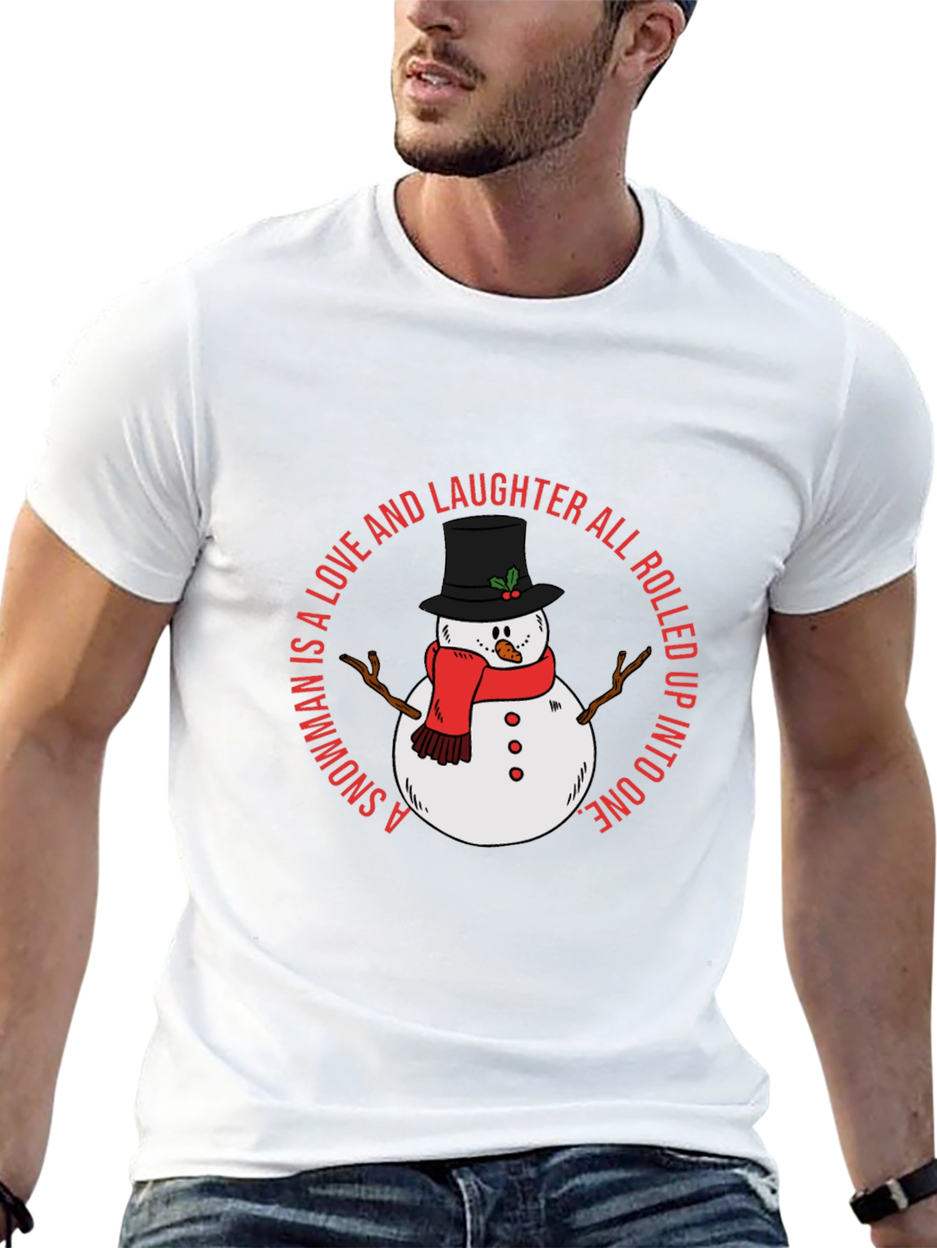 Snowman Love and Laughter Black T-Shirt