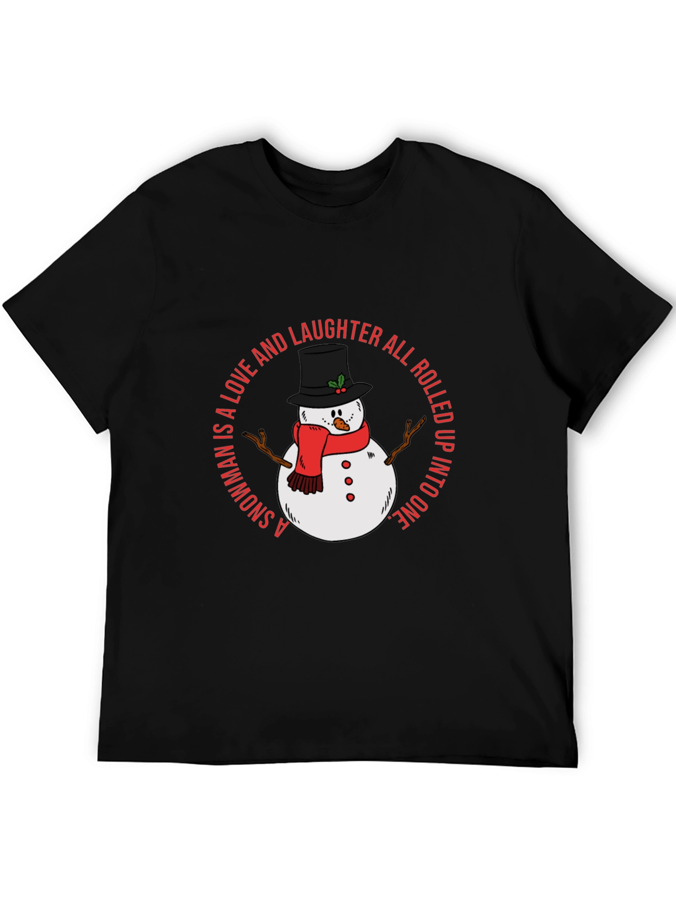 Snowman Love and Laughter Black T-Shirt