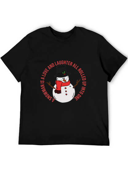 Snowman Love and Laughter Black T-Shirt