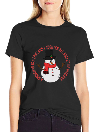 Snowman Love and Laughter Black T-Shirt