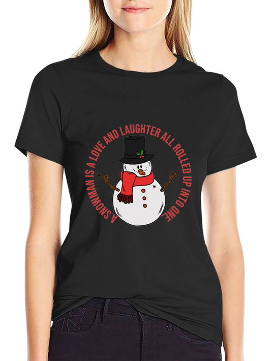 Snowman Love and Laughter Black T-Shirt