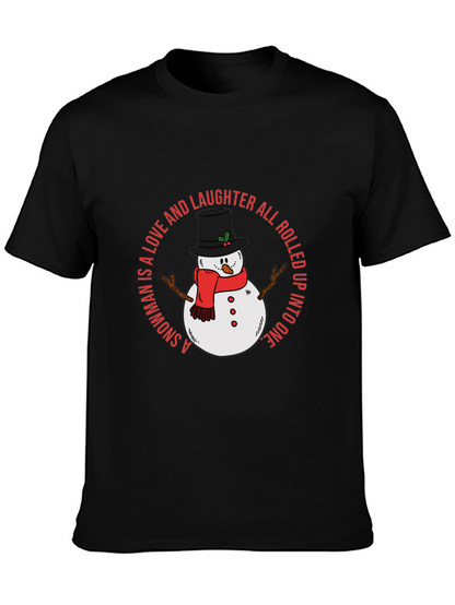 Snowman Love and Laughter Black T-Shirt
