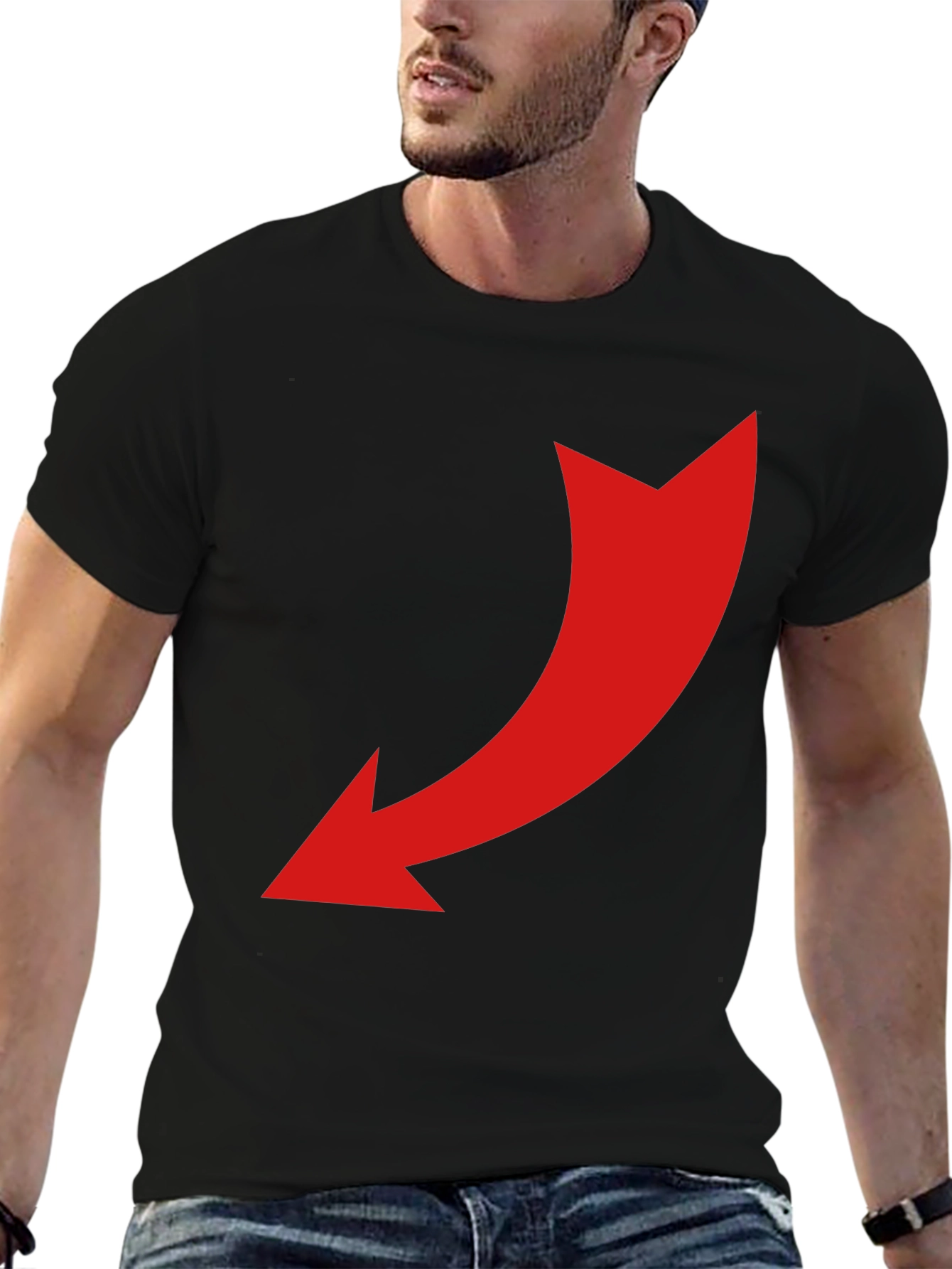 Black T-Shirt with Red Arrow Design
