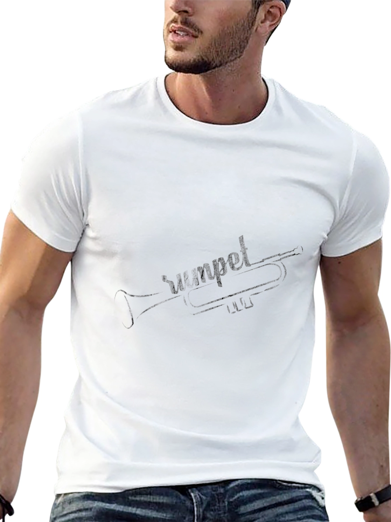 Trumpet Sketch Black T-Shirt - Musicians Tee
