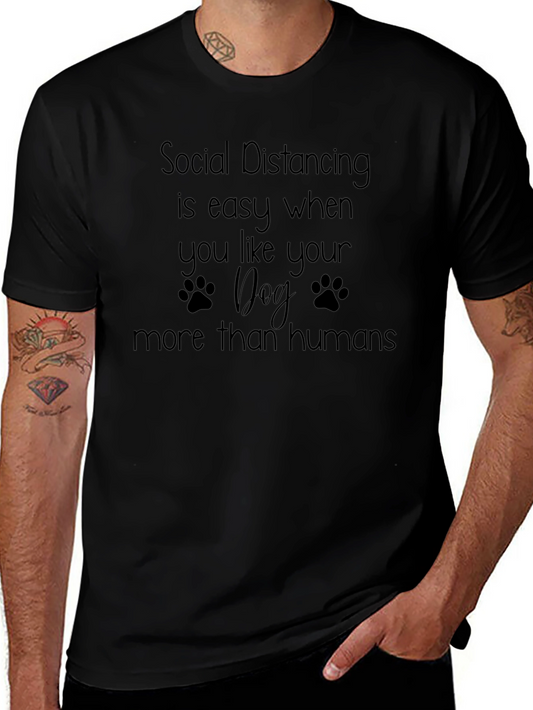 Social Distancing Dog Lover T-Shirt - Black
