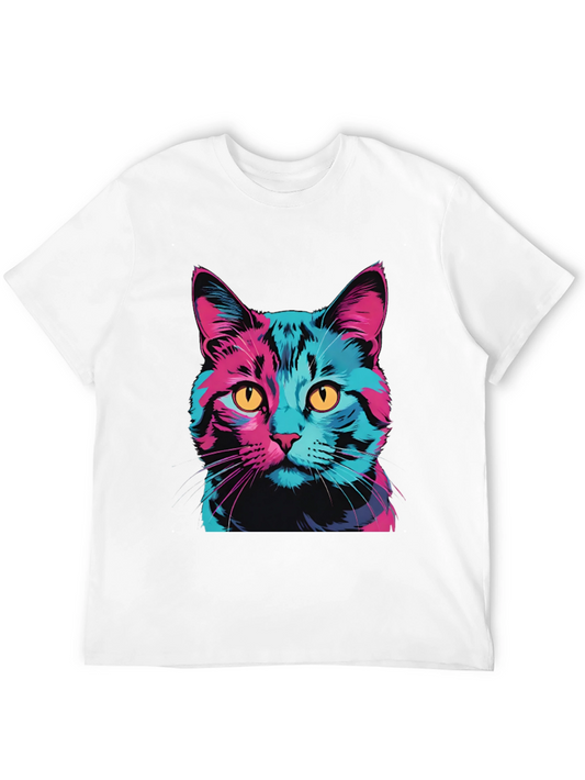 Vaporwave Cat Graphic Tee - Trendy Unisex T-Shirt