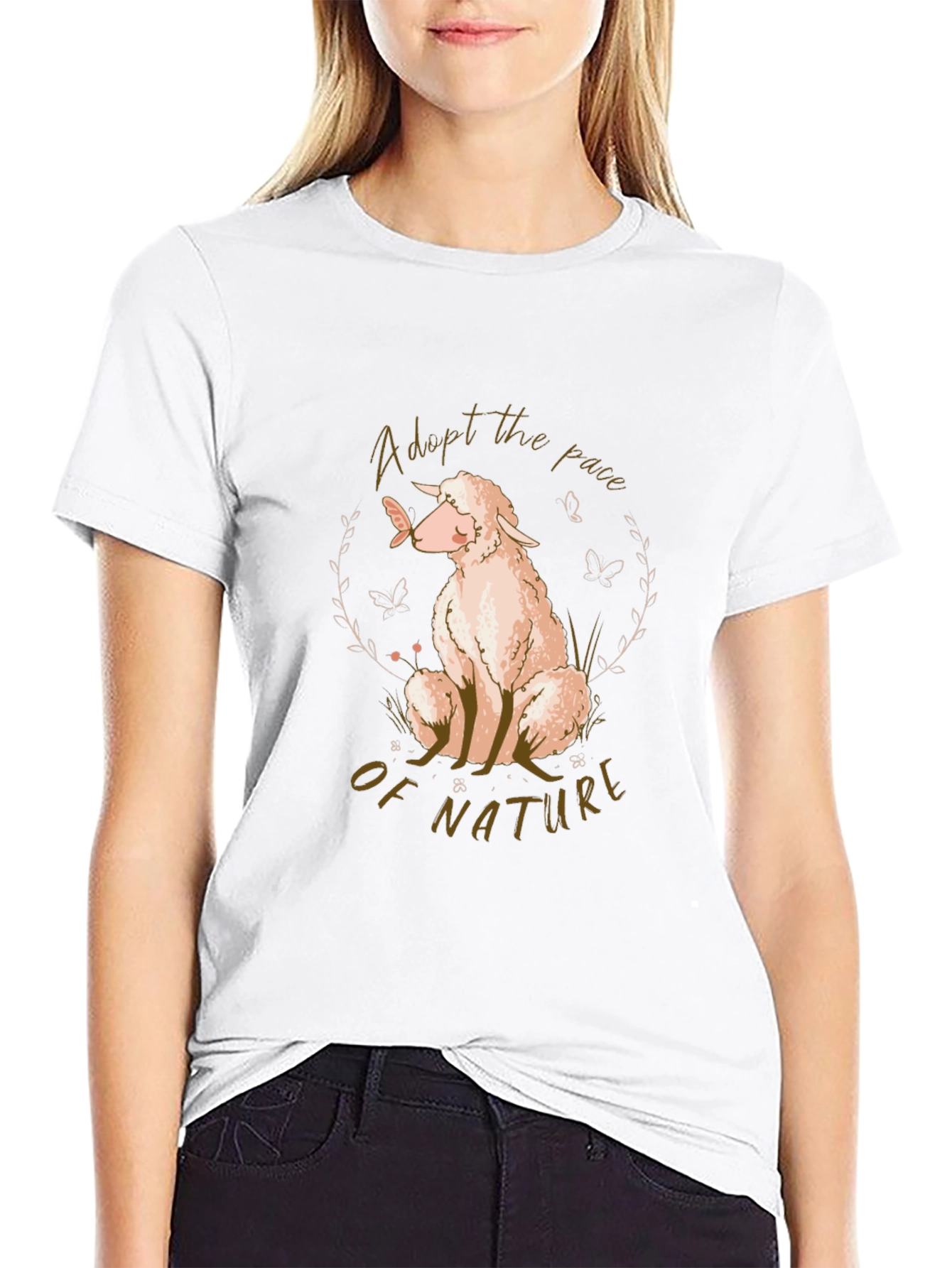 Adopt the Pace of Nature Sheep Graphic T-Shirt