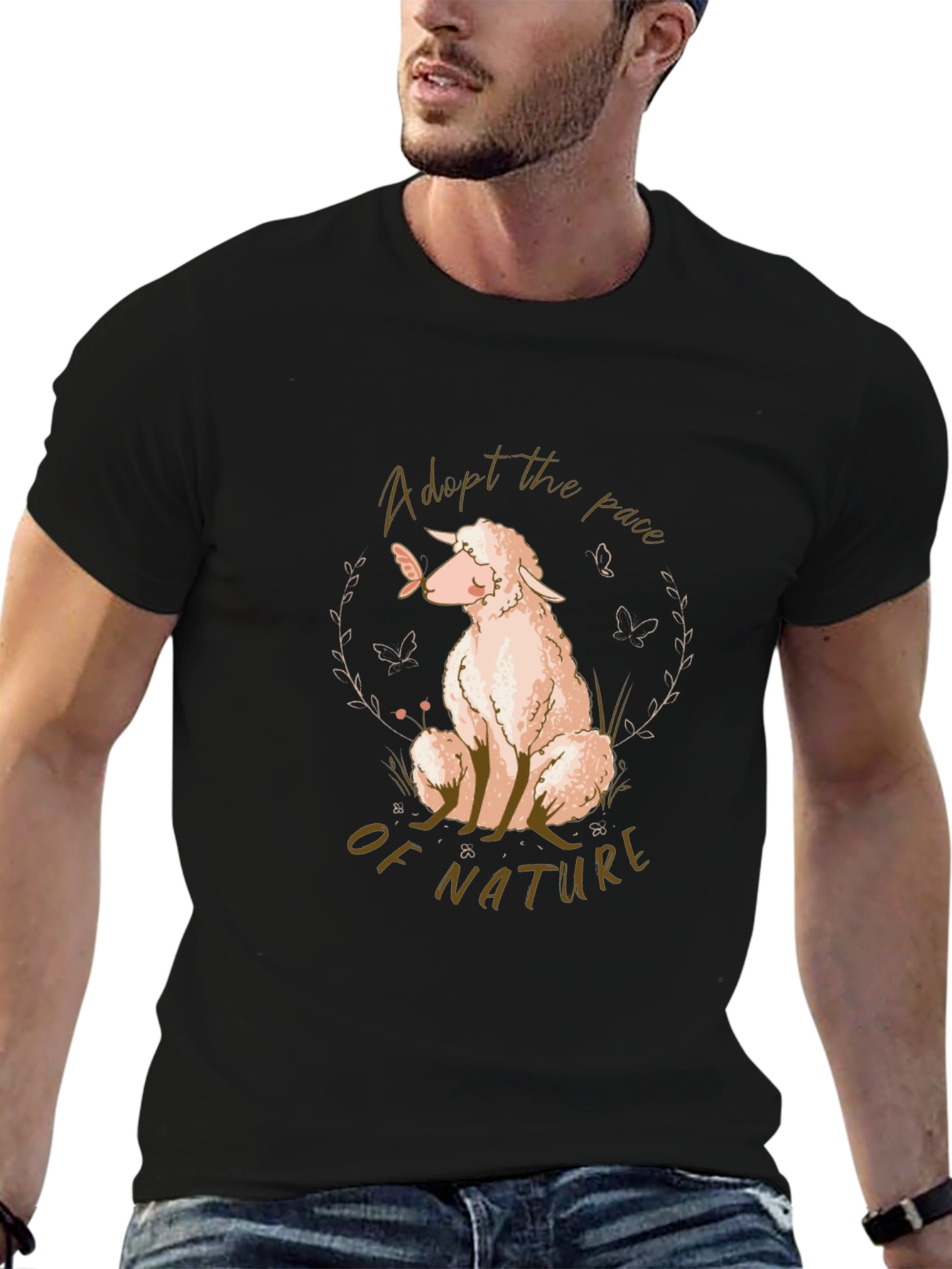 Adopt the Pace of Nature Sheep Graphic T-Shirt