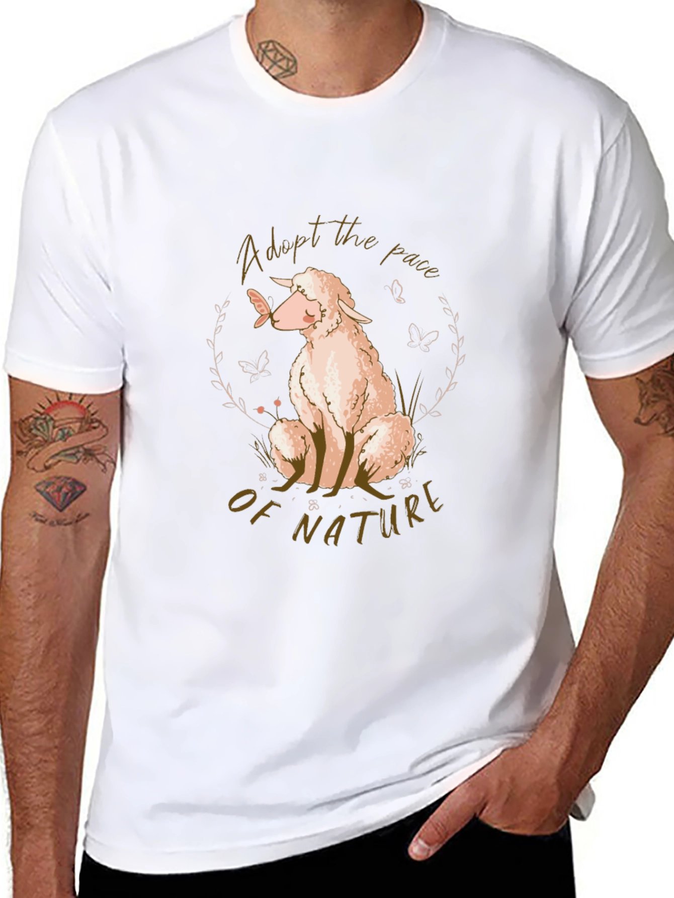 Adopt the Pace of Nature Sheep Graphic T-Shirt