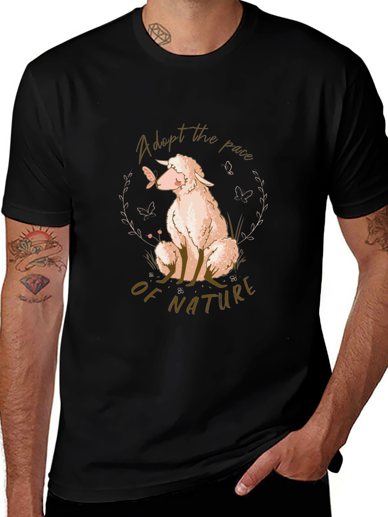 Adopt the Pace of Nature Sheep Graphic T-Shirt