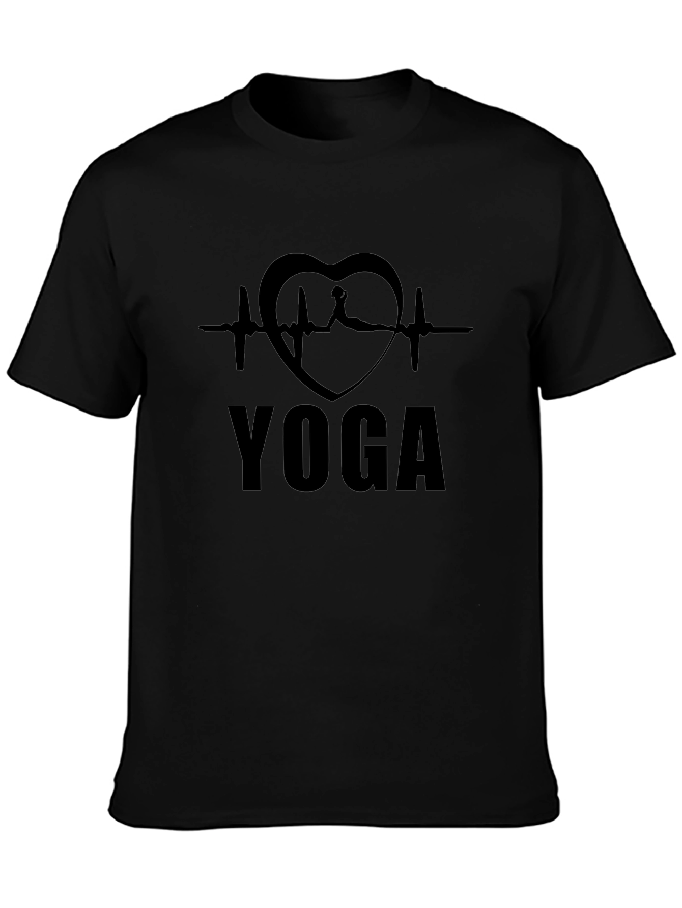 Yoga Heartbeat Graphic T-Shirt - Black