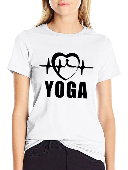 Yoga Heartbeat Graphic T-Shirt - Black